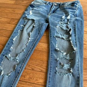 Distressed Blue Jeans